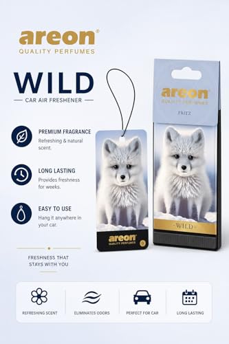 Image of AREON WILD - Hanging Custom Cute Funny Car Air Freshener for Home & Office - Premium Cologne Perfume with Natural Fragrances - Long Lasting, Fresh, Luxurious Scent - Stylish Design - Fritz