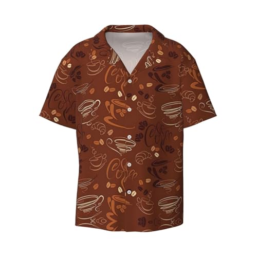 YQxwJL Chemise d'été décontractée à manches courtes avec poche pour homme Motif girafes, Coupes et haricots courbes et tourbillons, S