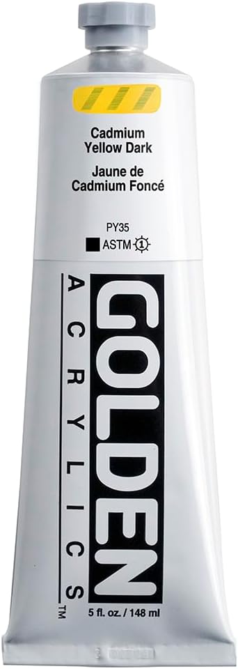 GOLDEN Heavy Body Acrylics, Cadmium Yellow Dark, 5 fl. oz. Tube, Professional Acrylic Paint, Opaque