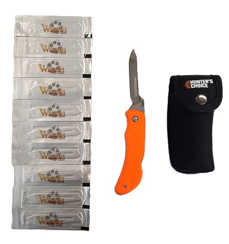 Hunter's Choice Replaceable Blade Folding Knife, w/ 10 Wiebe Wicked Sharp Blades and Carrying Case