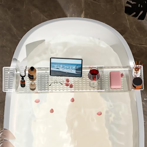 Organizador de baño transparente contra caídas de objetos en la bañera 7