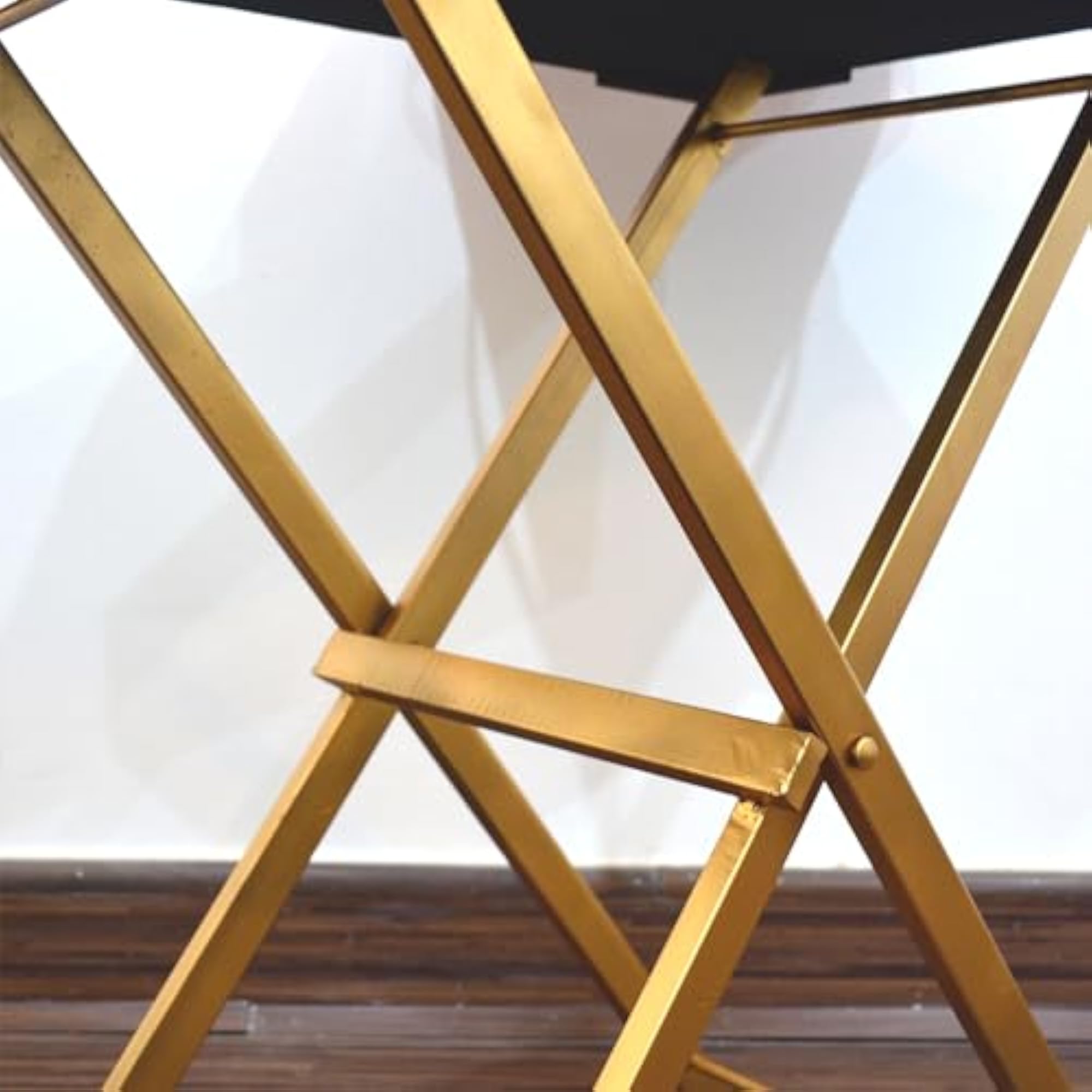 Leather Tray Table with Metal Stand, Serving Tray