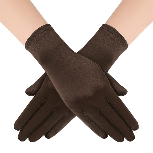 BABEYOND Short Satin Gloves for Women - Silk Opera Wedding Bridal Gloves Tea Party Banquet Costume 1920s Flapper Accessories
