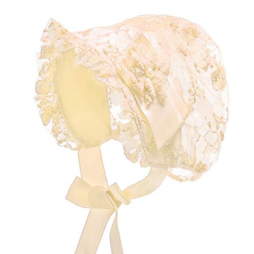 Fenical Baby Girls Bonnet Lace Hat Caps Christening Bonnet Infant Princess Sun Hat Flower Bonnet Photo Props From 1-3 Years #TOP3