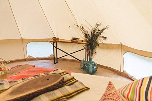 Dream House Outdoor Waterproof Cotton Canvas Family Camping Bell Tent (Beige Cotton Canvas Tent, Diameter 4 Meter) #TOP2