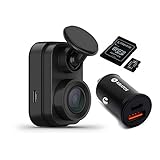 Garmin Dash Cam Mini 2, tamaño pequeño, 1080p y 140 grados FOV, monitorea tu vehículo con 36 W 2 puertos USB-A QC3.0 y cargador de coche de aluminio tipo C 18W PD y tarjeta SDXC MicroSD de 64 GB (3