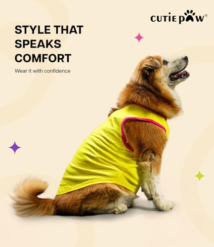 Image of CutiePaw T-Shirt for Dogs and Cats (Pack of 1) | Printed Pet T-Shirts | Dog T Shirts | Trendy Vest | Sleeveless Cotton Tshirt | Comfortable & Breathable Pet Clothing | Summer Tshirts for Dogs and Cats
