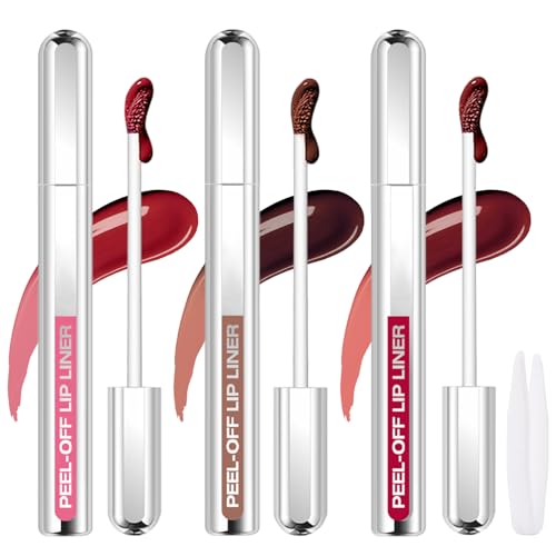 Jutqut Set de 3 colores para eliminar los labios, resistente al agua, lápiz labial de larga duración, acabado mate natural, brillo de labios exfoliante y pigmentado para mujeres