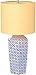 Amazon Brand – Stone & Beam Geo Pattern Ceramic Nightstand Table Lamp With LED Light Bulb - 12 x 12 x 26 Inches, Blue and White