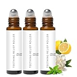 3Pcs Velaria Teething Roller, Teething Roller All Natural for Babies, A Thousand Roses Teething Roller Oil, Teething Relief Roller