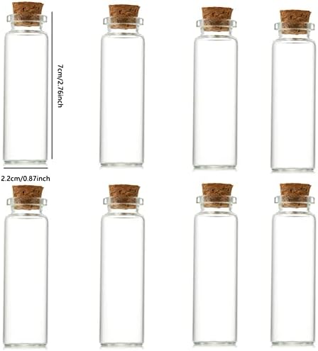 10Pcs Small Glass Bottles With Cork Lids, Mini Glass Bottles With Stoppers Empty Spell Jars Small Message Bottles Tiny Wishing Bottles Miniature Potion Bottles for DIY Crafts Decoration Wedding Party