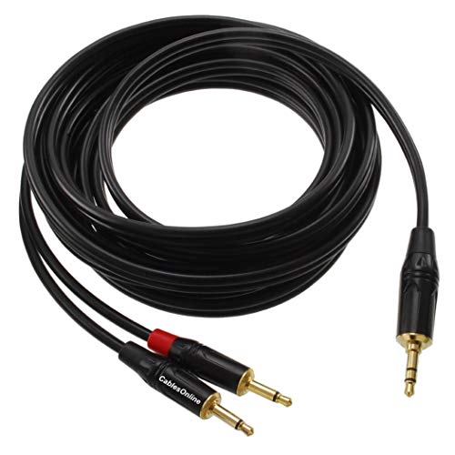 Cable de audio stereo 3.5mm a 2x 3.5mm mono 12 pies miniatura 1