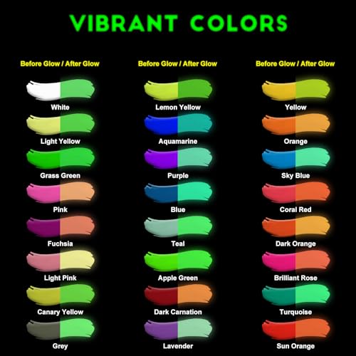 Fansarriche FGD24-NA Glow In The Dark Paint Markers, 24 Colors X 20 Ml 3D Waterproof Acrylic Paint Markers, Glow In The Dark Fabric Paint Pens, Neon Paint Markers For Clothes thumb #1