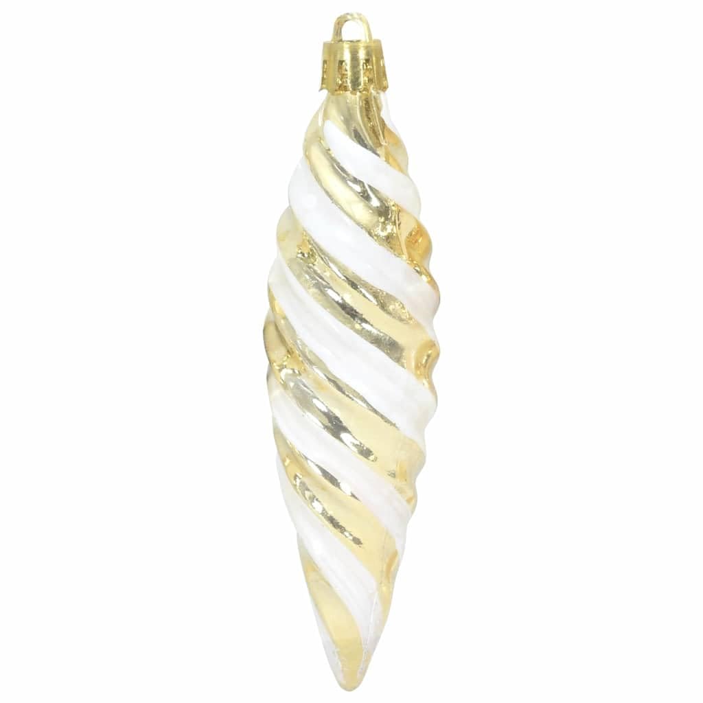 Weihnachtliche Spiralenform Kugeln Gold Kunststoff 40 Stück 3 x 11 cm Christbaumschmuck Anhänger Ornament für Innen Außen Weihnachtsbaum Deko Advent Winterfest Festliche Girlande