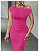 SOLY HUX Women's Elegant Maxi Dresses One Shoulder Short Sleeve Bodycon Cocktail Prom Dress Hot Pink X-Small