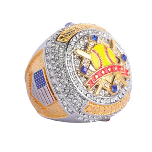 Image of 2 pcs Pack or 12 pcs Pack Softball Championship Trophy Ring Award Gift for Tournament Champion Team palyers Awards Trophy on Side Size 9.5