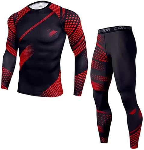 OEBLD Men's Workout Compression Clothes Long Sleeve Compression Shirts and Pants Thermal Base Layer Set