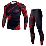 OEBLD Men's Workout Compression Clothes Long Sleeve Compression Shirts and Pants Thermal Base Layer Set