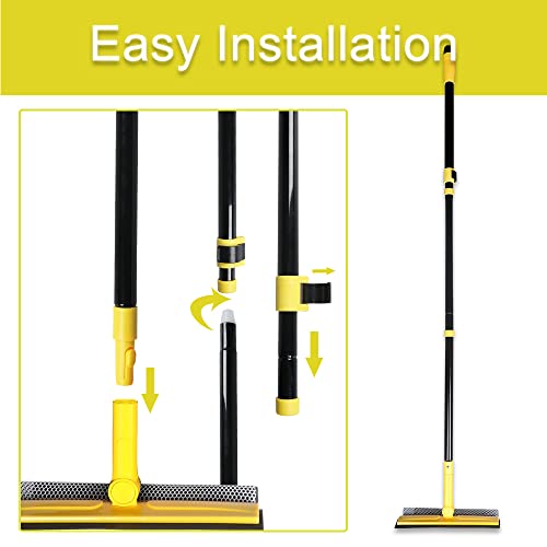 Muling CG-4D Long Handle Window Squeegee,2-In-1 Glass Squeegee Have 63 Inch Adjustable Soft Rubber Blade & 10 Inch Absorbent Sponge Head For Car Windshield thumb #4