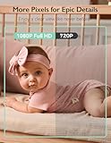 momcozy Babyfoon met 2 camera's, 5,5 inch 1080p Full HD, split-screen-videobabyfoon met camera en audio, geen wifi, 5800 mAh-batterij, VOX, 500 m bereik (SD-kaart niet inbegrepen)