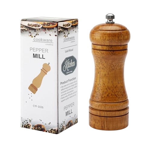ZMDMAH Mini macina pepe, macina sale per legno, macinino per sale e pepe, macinino in ceramica regolabile, piccolo macinino manuale per spezie fresche, mini macinino manuale per uso in cucina