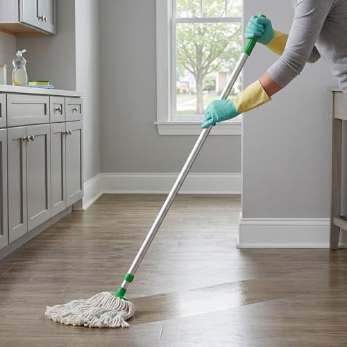 Image of Restaurantware-Handle ONLY: Clean Tek Professional 51.18 Inch Squeegee Handle, 1 Telescopic Stick - Squeegees and Window Strip Washers Sold Separately, 48 to 96 Inches, Green Aluminum Holder