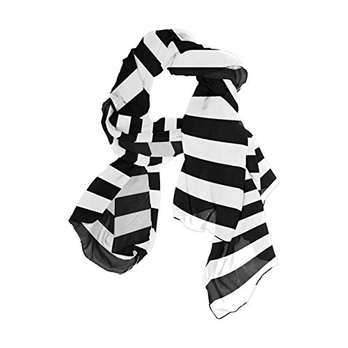 MNSRUU Black White Striped Scarf for Women Lightweight Sheer Fashion Scarves Silk Feeling Scarf Sunscreen Shawls Wrap