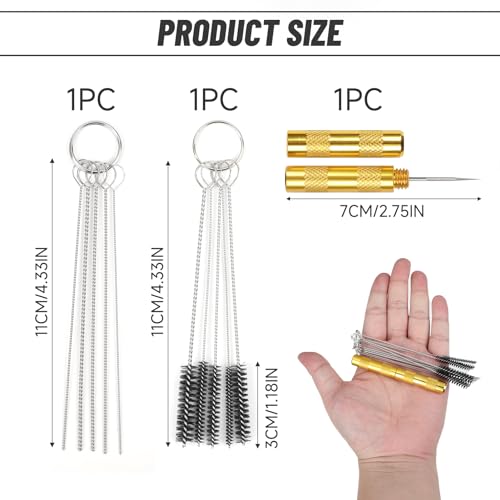 Image of Carburetor Cleaner Kit,Carburetor Carbon Dirt Jet Remove Cleaner with 11 Cleaning Wires Set, 5 Nylon Brushes,5 Cleaning Needles,1 Sharp Pick for Engine Carbon Cleaner and Carburetor Jet Cleaning Kit