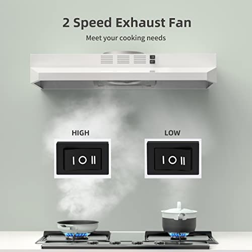 image for FIREGAS Range Hood 30 inch Under Cabinet Range Hood with 2 Speed Exhau