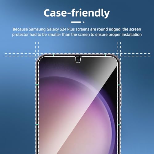 Image of NEW'C 3 Pack Designed for Samsung Galaxy S24 Plus / S24+ 5G Screen Protector Tempered Glass,Case Friendly Ultra Resistant