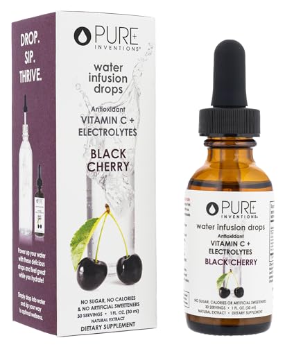 Image of Pure Inventions - Water Enhancer Drops - Delicious, Refreshing Sugar-Free Electrolyte Drops, Antioxidant Vitamin C Support, Zero Calories, No Artificial Sweeteners, Black Cherry, 30 Servings