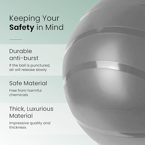 Beautiful Light Yoga Ball, Extra Thick, Durable, Anti-Slip, Matte Texture, for Yoga, Pilates, Physical Therapy, Crossfit, Weightlifting, Birthing Ball, Yoga Ball Chair for Back and Posture Support.