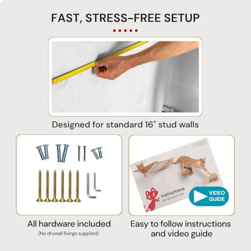 image for 7 Ruby Road Cat Hammock Wall Mounted Shelf with Two Steps Set - Wall S