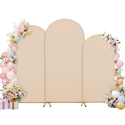 Capa para fundo de arco nupcial capa para estrutura de arco | adequada para casamentos, festas de aniversário e batizados (bege, 6 FT-6.6 FT-7.2 FT)