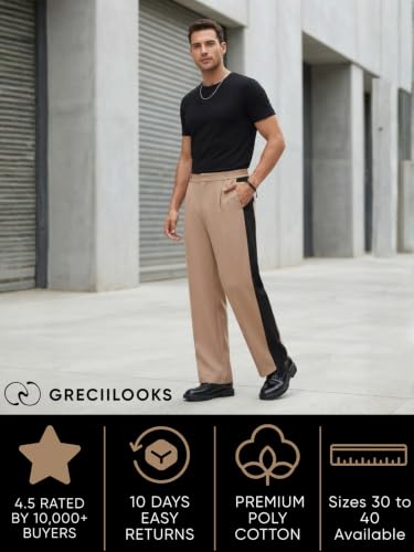 Image of GRECIILOOKS Men's Stretchable Track Pants | Comfortable & Stylish Trousers for Men | Formal & Casual Pant for Man | Breathable Summer Pant with Elastic Button Closure & Korean Style Travel With Pocket