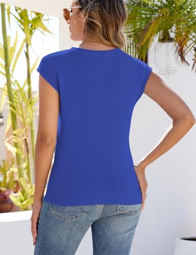 Image of CiCiBird Women Summer Cap Sleeve Sweaters Knit Crew Neck Pullover Tank Tops 2025 Casual Trendy Shirt