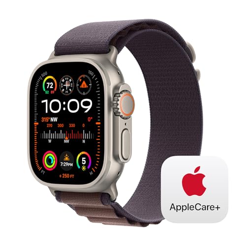 Image of Apple Watch Ultra 2 [GPS + Cellular 49mm] Smartwatch with Rugged Titanium Case & Indigo Alpine Loop Medium. Fitness Tracker, Precision GPS, Action Button, Carbon Neutral With AppleCare+ (2 Years)