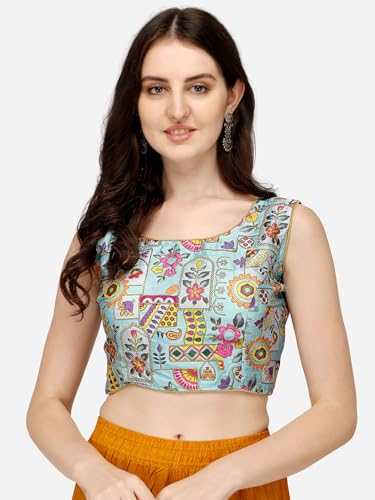 Vihu Fashion Women's Phanotm Silk Floral Sleeveless Saree Blouse