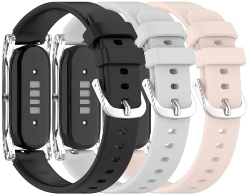 Silicone Band for Google Fitbit Air, 3 Pack, Black/Gray/Pink - 1