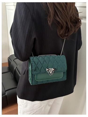 Image of RoseSeek Women's Leopard Print Chain Shoulder Bag Metal Buckle Handbags Leather Clutch Purse