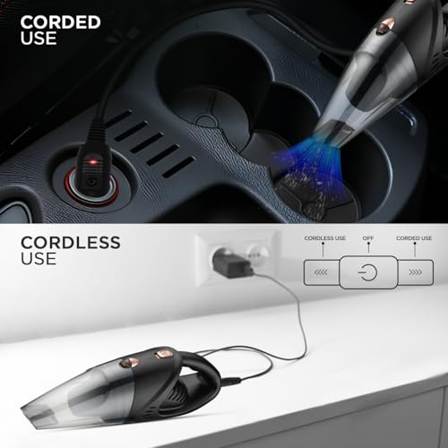 Shakti Technology Shark Cordless Vacuum Cleaner for Car & Home 120W, 5500 PA Powerful Suction, 12V DC Car Port, High Power Portable Lightweight Wireless Vacuum, Rechargeable