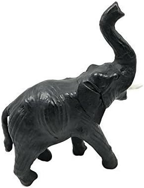 Black Leather Elephant Carving Statue Figurine