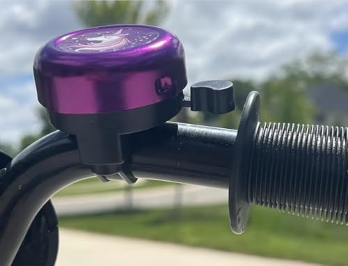 Unicorn Themed Bike Bells, Purple and Pink Metal Bicycle Accessories, Kids Cycling Safety Bells with Magical Design, 2 Pack