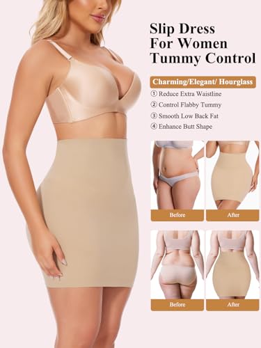 JOYSHAPER Shapewear Dress Slip for Under Dresses Half Slip Tummy Control High Waist Seamless Slip Skirt Body Shaper2