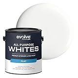 EVOLVE All Purpose Whites Paint & Primer, Flat (Cool White), 1 Gallon – Interior Latex, Excellent Touch-Up, High Hiding, Durable Paint for Walls & Ceilings