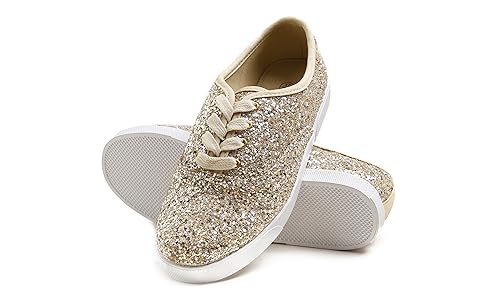 Image of FEVERSOLE Women's Fashion Dress Sneakers Party Bling Casual Flats Embellished Shoes