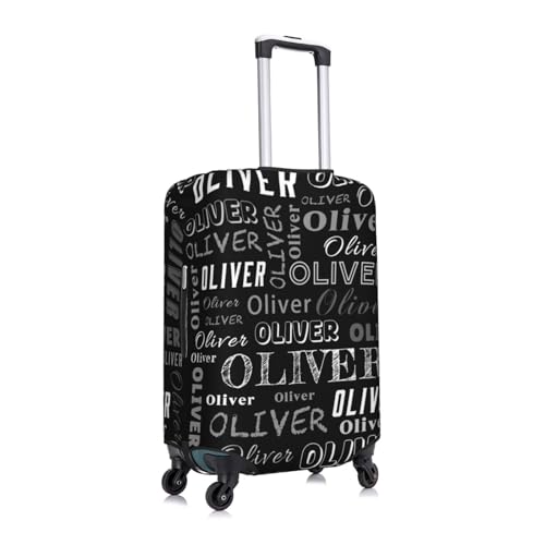 Black Custom Luggage Cover with Photo Text Name Personalized Elastic Suitcase Covers Double Sided Design Customized Washable Anti-Scratch Travel Baggage Cover Protector Fits 22-24 Inch Luggage2