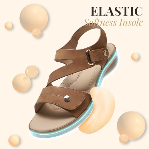 Image of Littleplum Womens Sandals Arch Support - Comfortable Flat Sandals for Women, Summer Breathable Adjustable Orthotic Walking Shoes for Beach,Travel