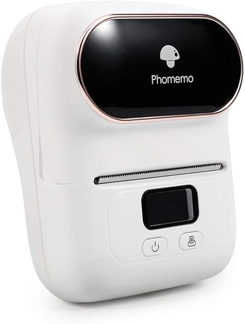 Phomemo Label Maker M110 Mini Bluetooth Barcode Label Printer, Small Portable Thermal Label Maker Machine for Clothing, Supermarket, Retail, Business, Compatible with Phone and Tablet, White
