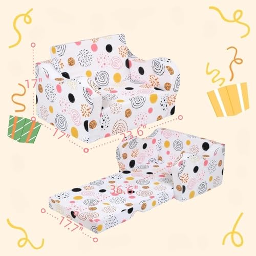 MOMCAYWEX Fireworks Kids Sofa 2 in 1 Kids Couch Foldable Convertible Sofa Bed for Girls Boys